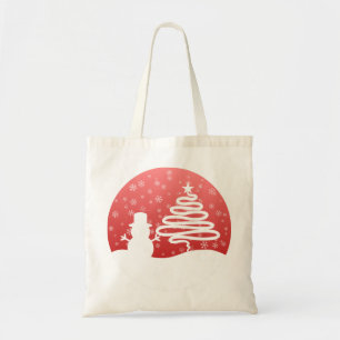 White Christmas Winter Wonderland Snowman Tree Tote Bag