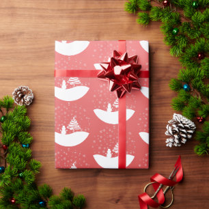 White Christmas Winter Wonderland Snowman Tree Wrapping Paper