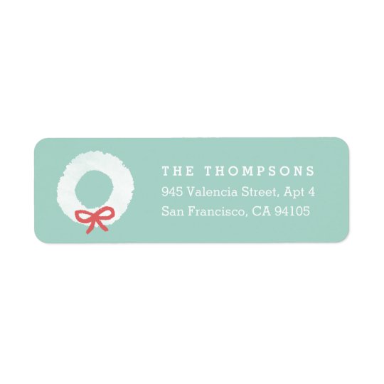 White Christmas Wreath Return Address Labels