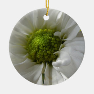 White Chrysanthemum Custom Birthday Ceramic Tree Decoration