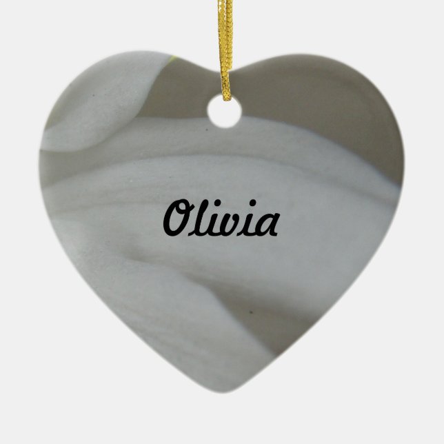 White Chrysanthemum Heart Custom Ceramic Tree Decoration (Front)