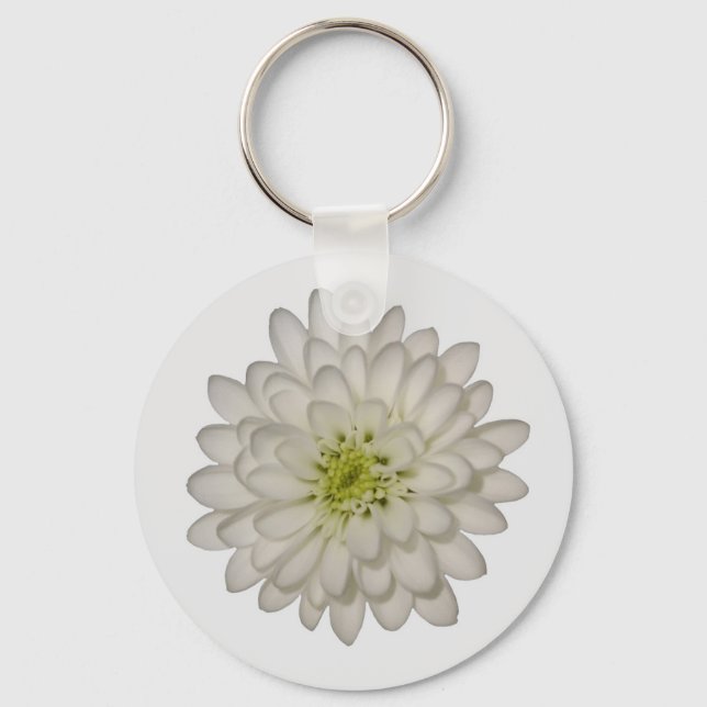 White Chrysanthemum Keychain (Front)