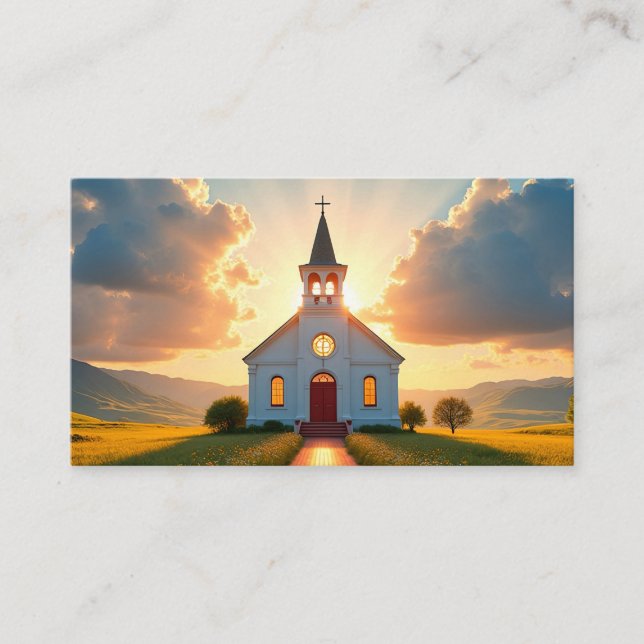 White Church in a Country Meadow Business Card (Front)