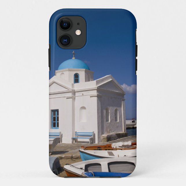 White church on the beach near the Aegean Sea on Case-Mate iPhone Case (Back)