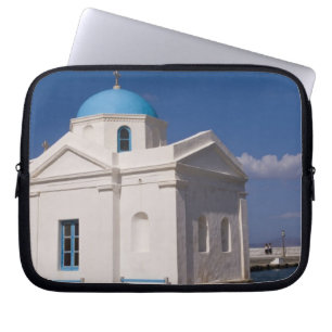 White church on the beach near the Aegean Sea on Laptop Sleeve