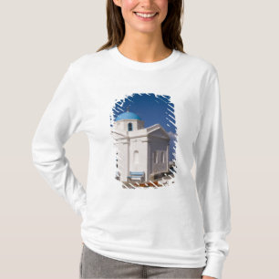 White church on the beach near the Aegean Sea on T-Shirt