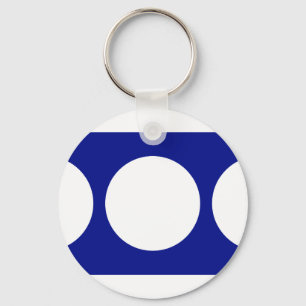 White Circles on Blue Key Ring