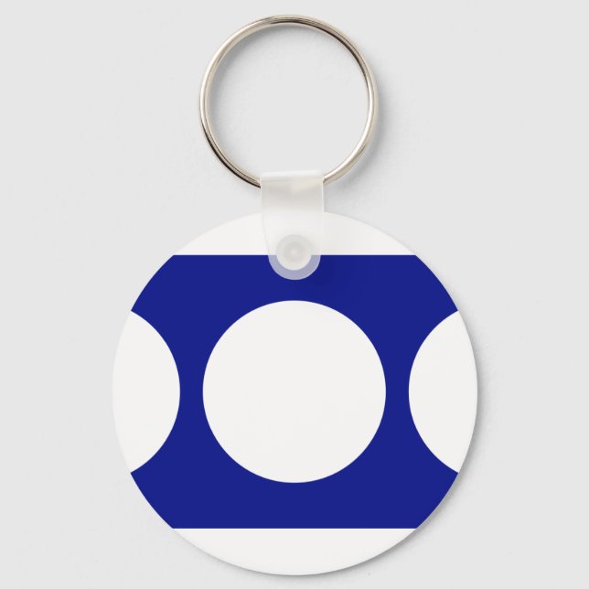 White Circles on Blue Key Ring (Front)