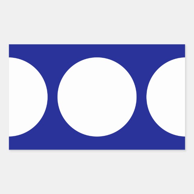 White Circles on Blue Rectangular Sticker (Front)