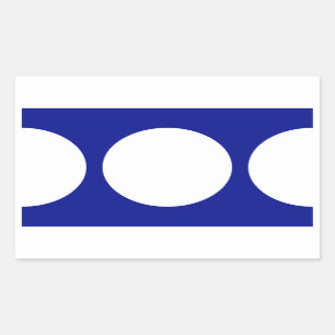 White Circles on Blue Rectangular Sticker