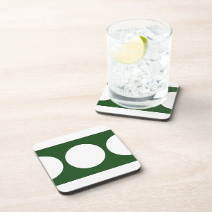 White Circles on Green Coaster