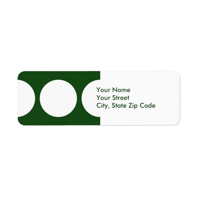 White Circles on Green return address label (Front)