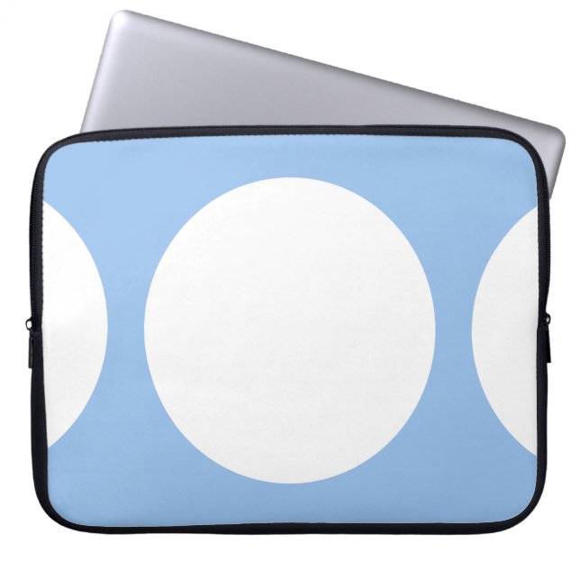 White Circles on Light Blue Laptop Sleeve (Front)