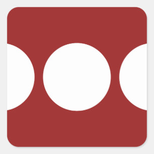 White Circles on Red Square Sticker
