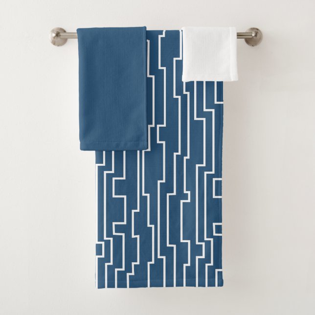 White Circuit Lines  Bath Towel Set (Insitu)