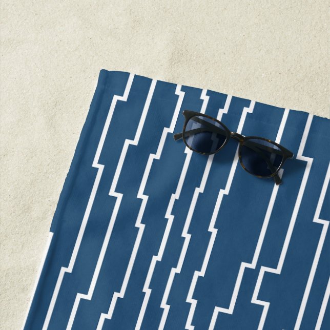 White Circuit Lines  Beach Towel (In Situ)