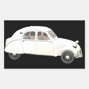 White Citroen 2CV Rectangular Sticker