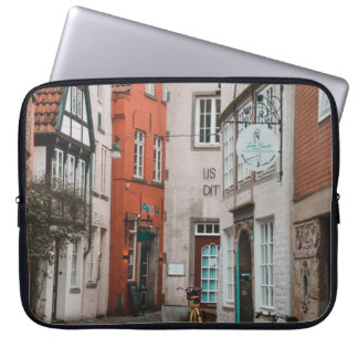 WHITE CITY BIKE PARKED ON ROADSIDE LAPTOP SLEEVE