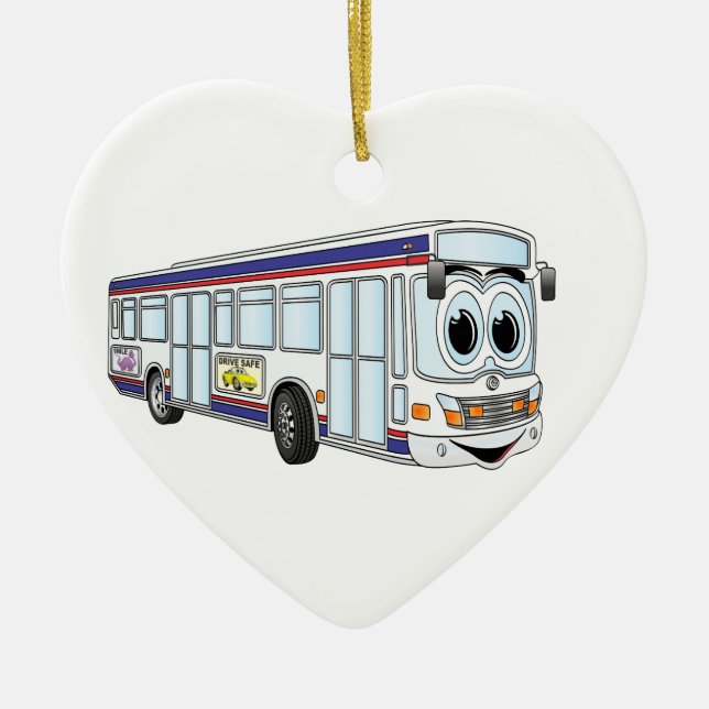 White City Bus Cartoon Ceramic Tree Decoration (Front)