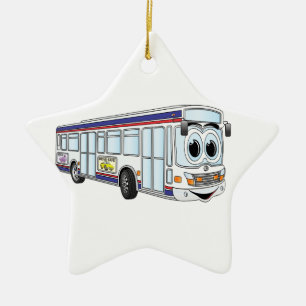 White City Bus Cartoon Ceramic Tree Decoration