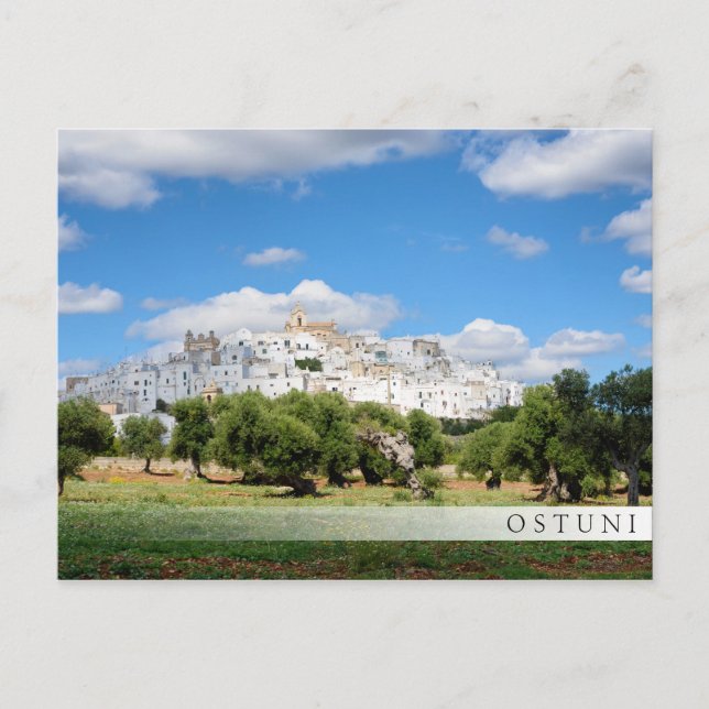 White city Ostuni, Puglia bar postcard (Front)