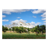 White city Ostuni with olive trees, Puglia print