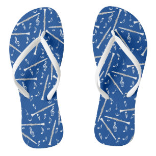 White Clarinets Music Notes Flip Flops