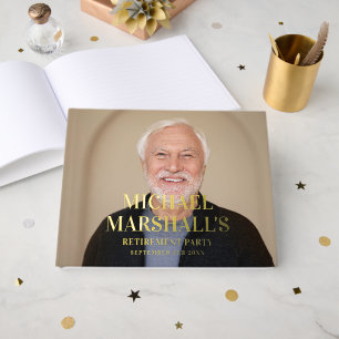 WHITE CLASSIC CHIC MONOGRAM RETIREMENT PHOTO GUEST BOOK