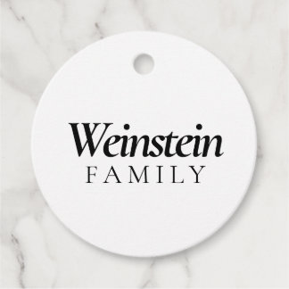 White Classic Family Name Purim Favour Tags