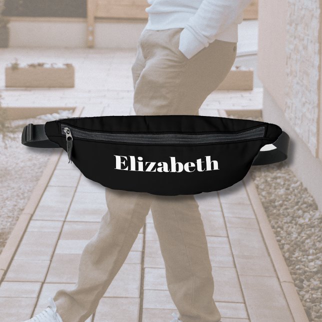 White Classic Personalised Name | Black Stylish Bum Bags (Creator Uploaded)