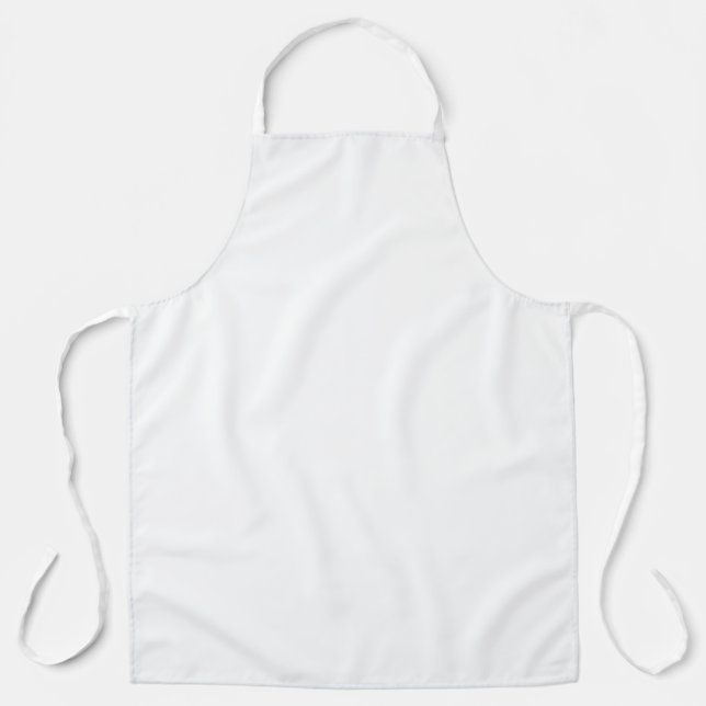 White Classic Plain And Simple Solid Colour Apron (Front)