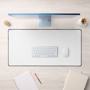 White Classic Plain And Simple Solid Colour Desk Mat