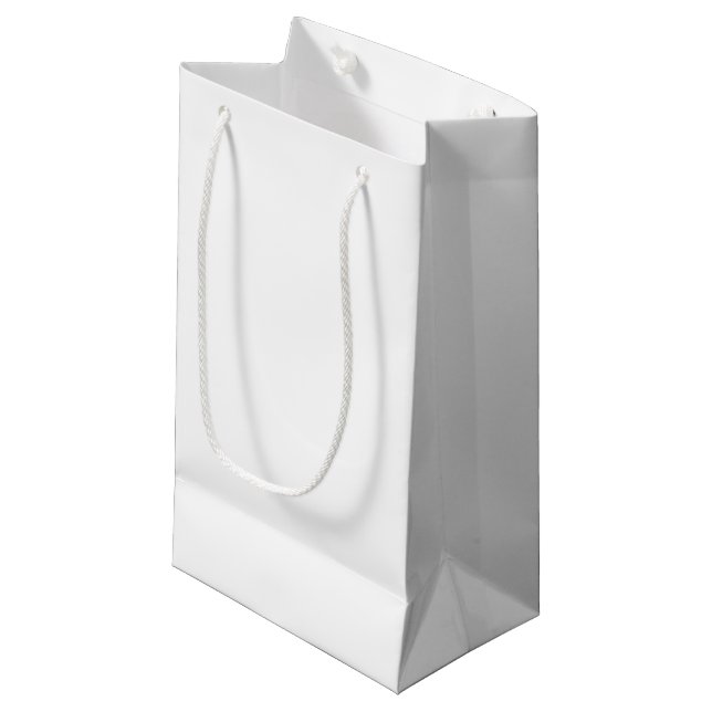 White Classic Plain And Simple Solid Colour Small Gift Bag (Front Angled)