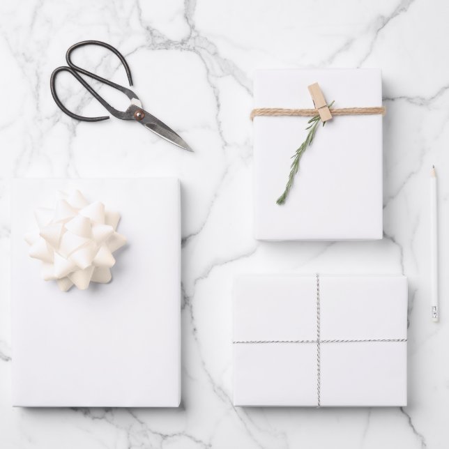 White Classic Plain And Simple Solid Colour Wrapping Paper Sheet (Front)