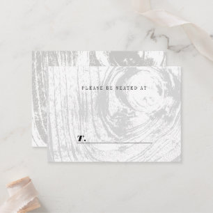 White Classic Rustic Woodgrain Chic Winter Wedding Place Card