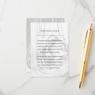 White Classic Rustic Woodgrain Winter Wedding Info Enclosure Card