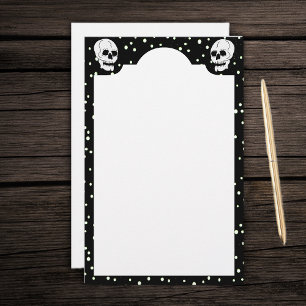 White Classic Skull Halloween Goth Stationery