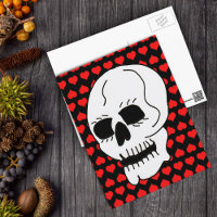 White Classic Skull Red Hearts