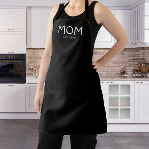 White Classic Typography Established Mum Apron