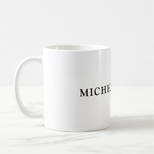 White Classical Minimalist Plain Simple Name Coffee Mug