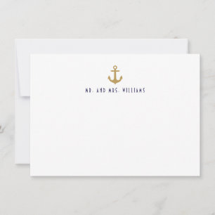 White Clean Nautical Anchor Custom Stationery Note Card