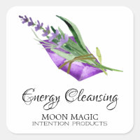 White Cleansing Intention Candle Square Labels