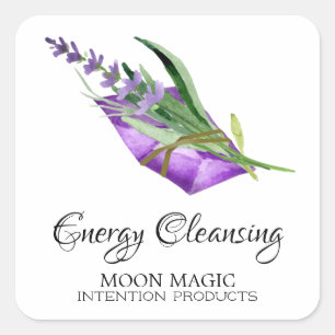 White Cleansing Intention Candle Square Labels