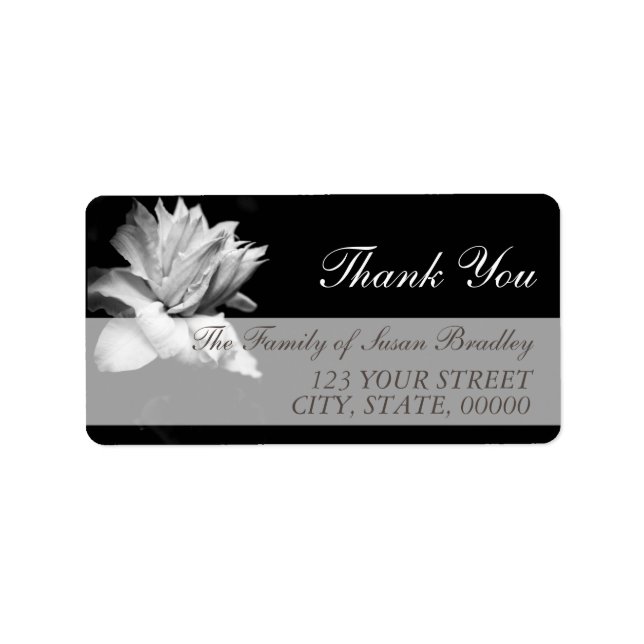 White Clematis Family Thank You Label 1 (Front)