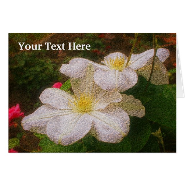 White Clematis Floral Art Photo Card (Front Horizontal)
