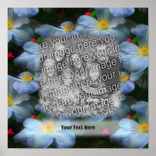 White Clematis Flower Frame Create Your Own Photo  Poster