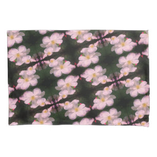 White Clematis Flower Pair Abstract Floral Pattern Pillowcase