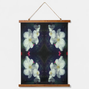 White Clematis Flower Pair Abstract   Hanging Tapestry