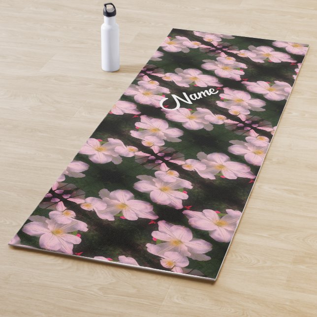 White Clematis Flowers Abstract Personalised  Yoga Mat (In Situ)