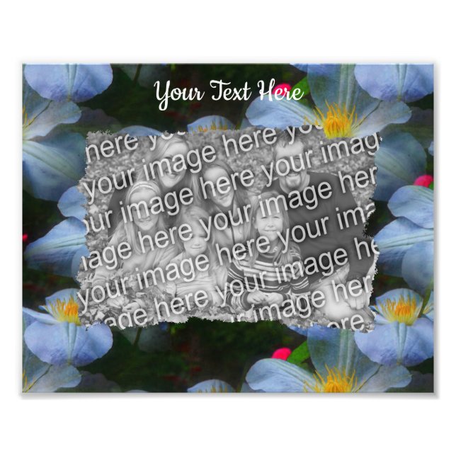 White Clematis Flowers Frame Template Photo Print (Front)